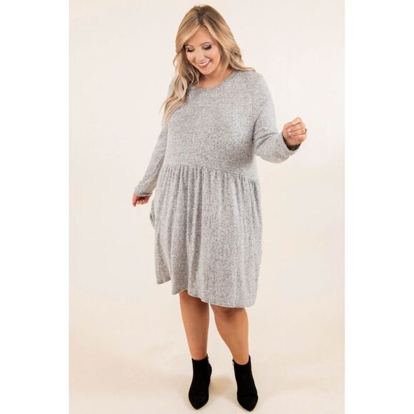 BEBOP Womens Gray Pullover Long Sleeve Short Baby Doll Dress XL - Picture 1 of 2